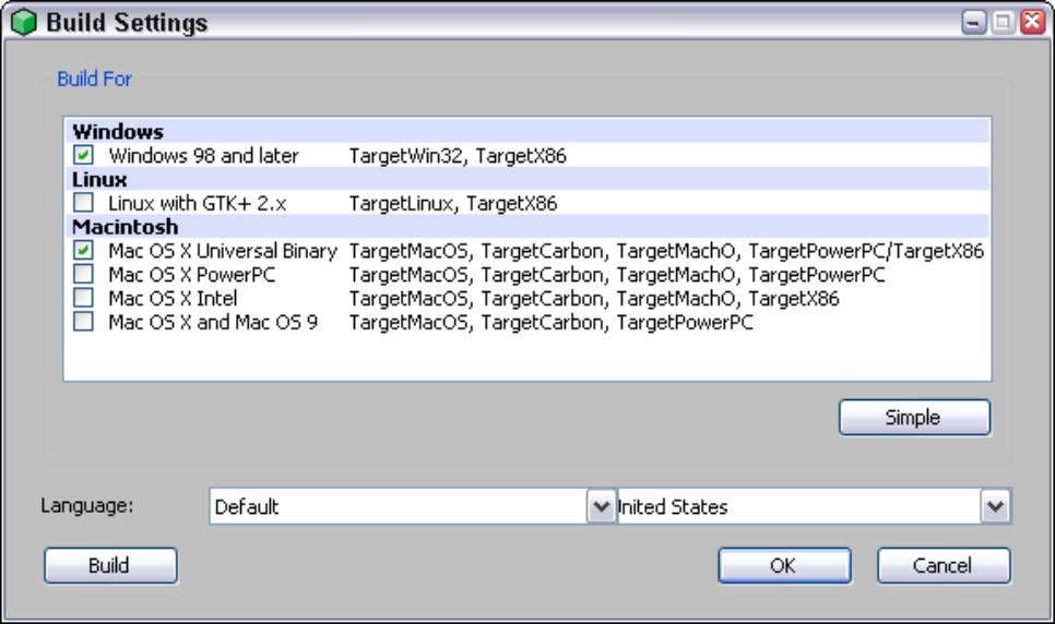 Figure 4-2: A cross-compiler lets you write a program and compile it for multiple operating systems at the click of a mouse.